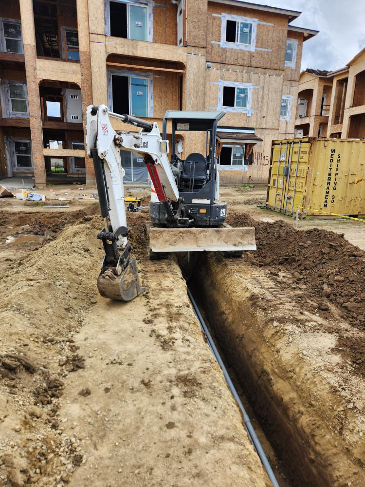 Site trenching at active build