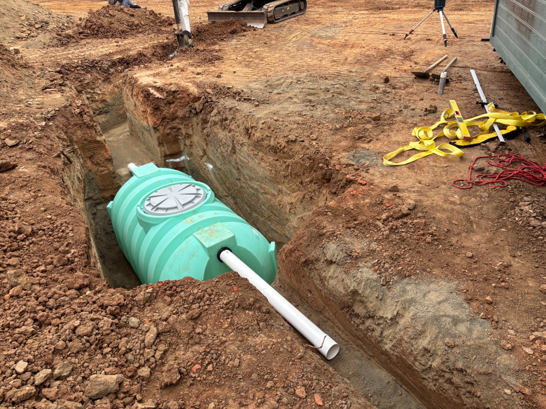 Septic tank installation in progress