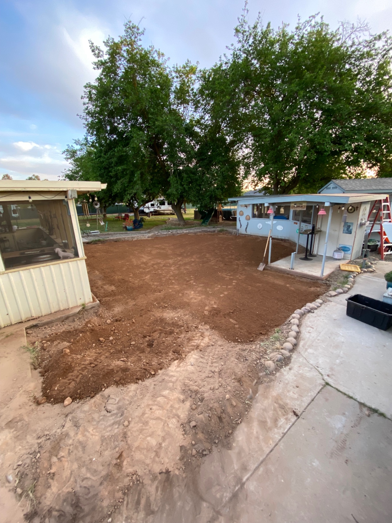 Yard excavated and rough graded